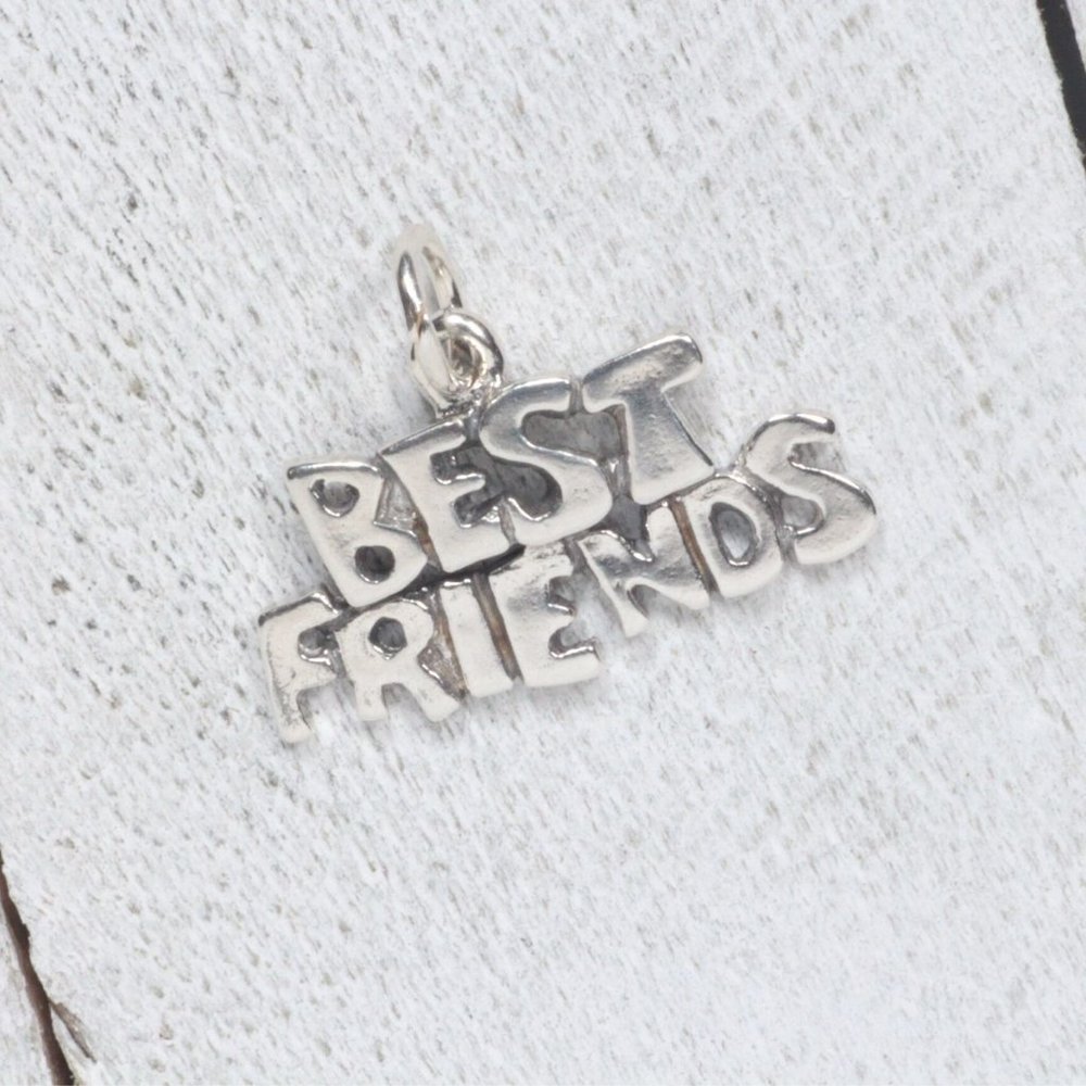 Best Friends Sterling Silver Word Charm Bracelet Pendant Charm